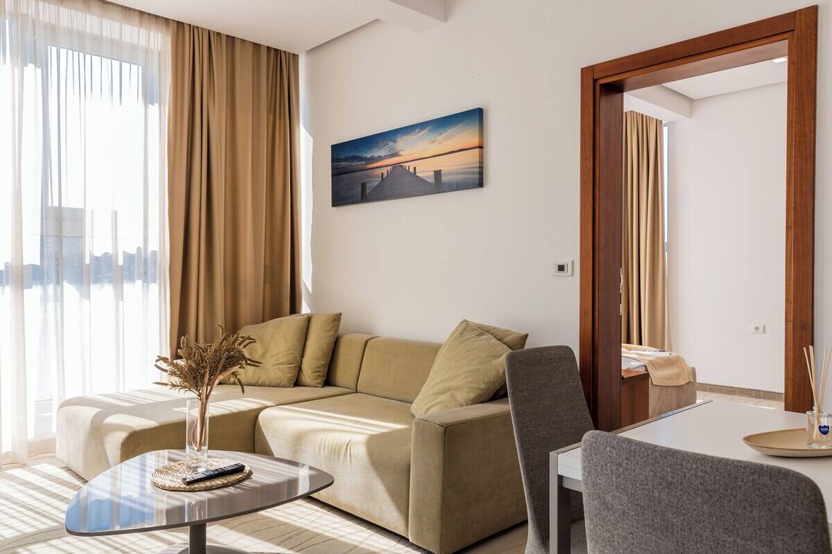 Apartment living area at Porto Sole Hotel